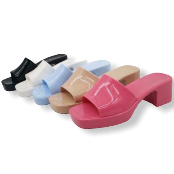 White Jelly Block Heels - Picture 8 of 13